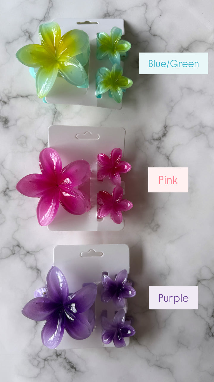 Three Piece Floral Hair Clips