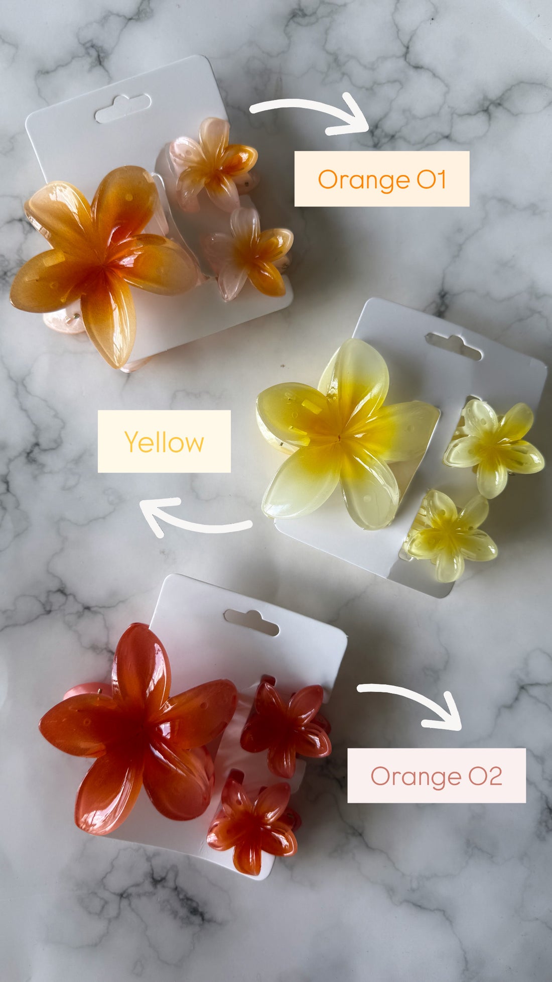 Three Piece Floral Hair Clips