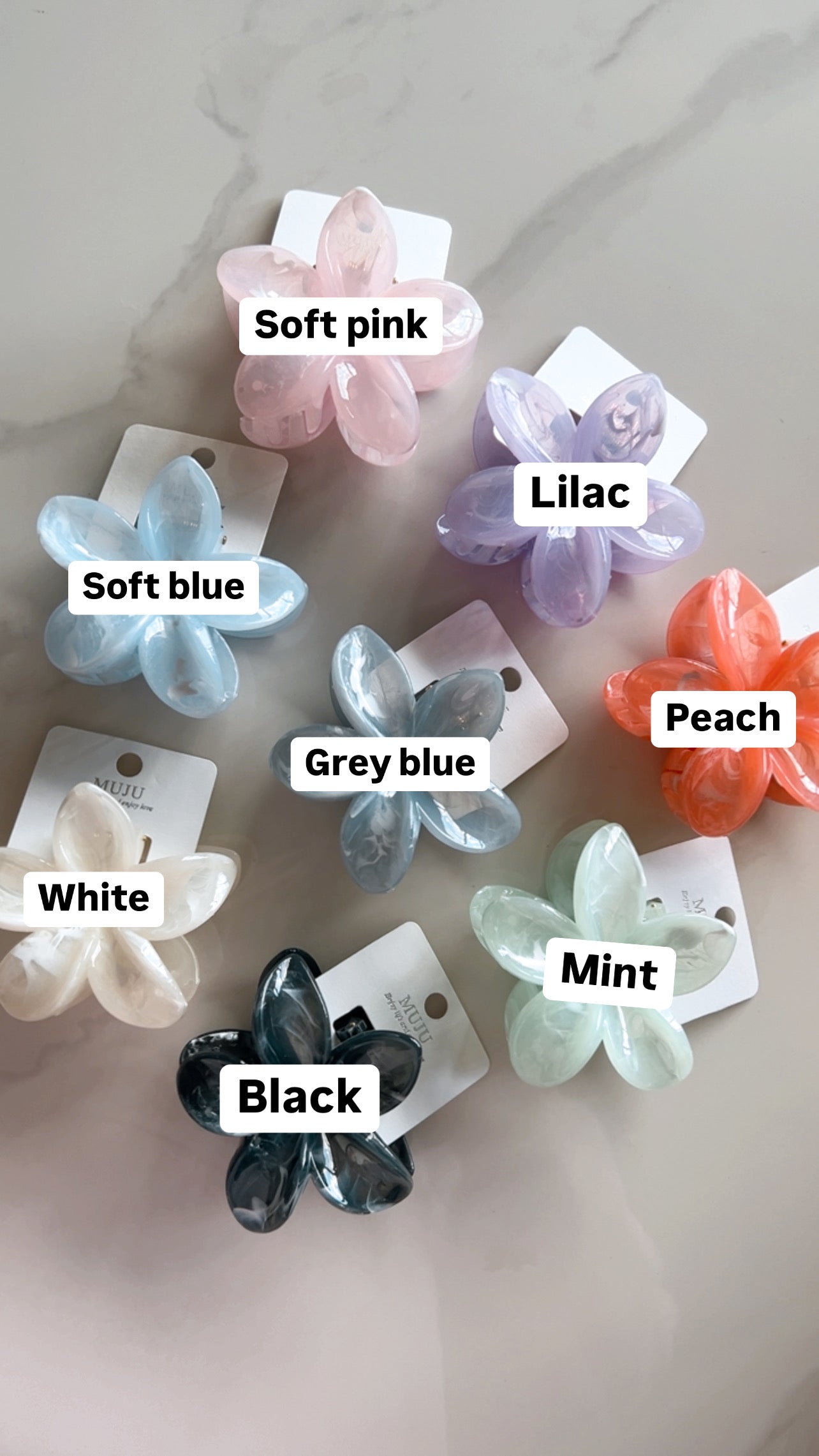 Floral Marble Hair Clips
