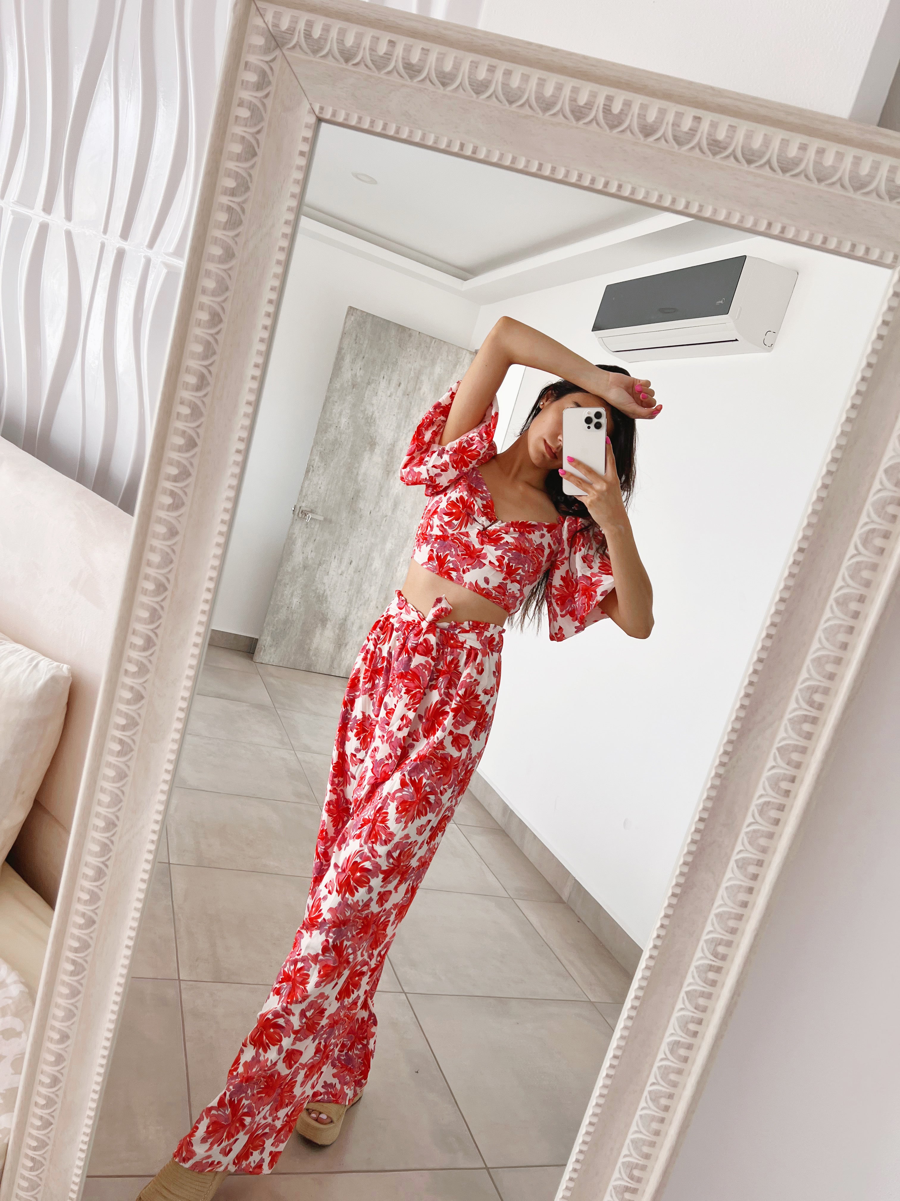 Okboth Set Pants Floral Pinkish/Redish Medium