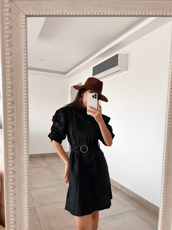 Julys Short Dress Cinced sleeve Black M/L