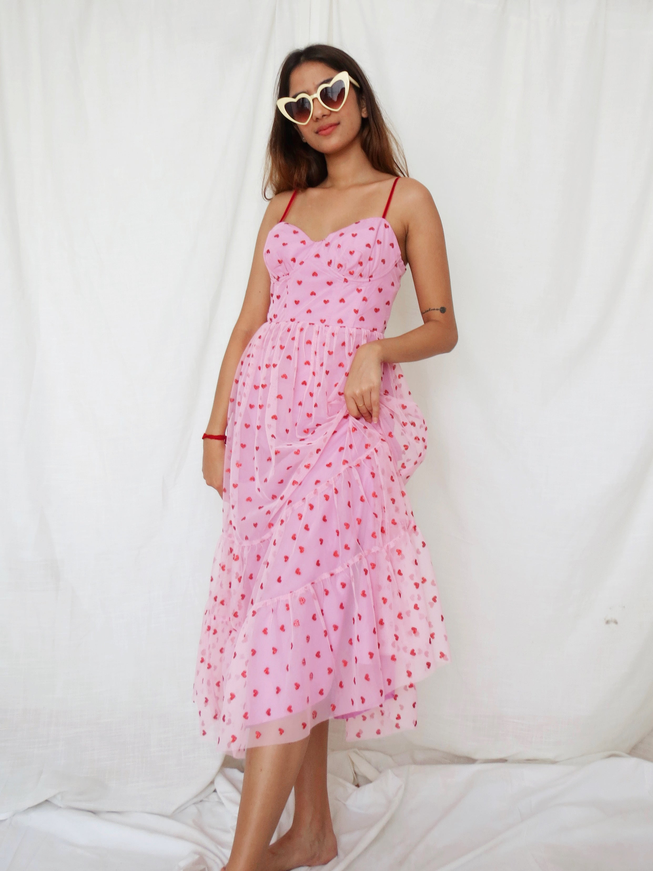 Betsy Johnson Dress Long Pink hearts