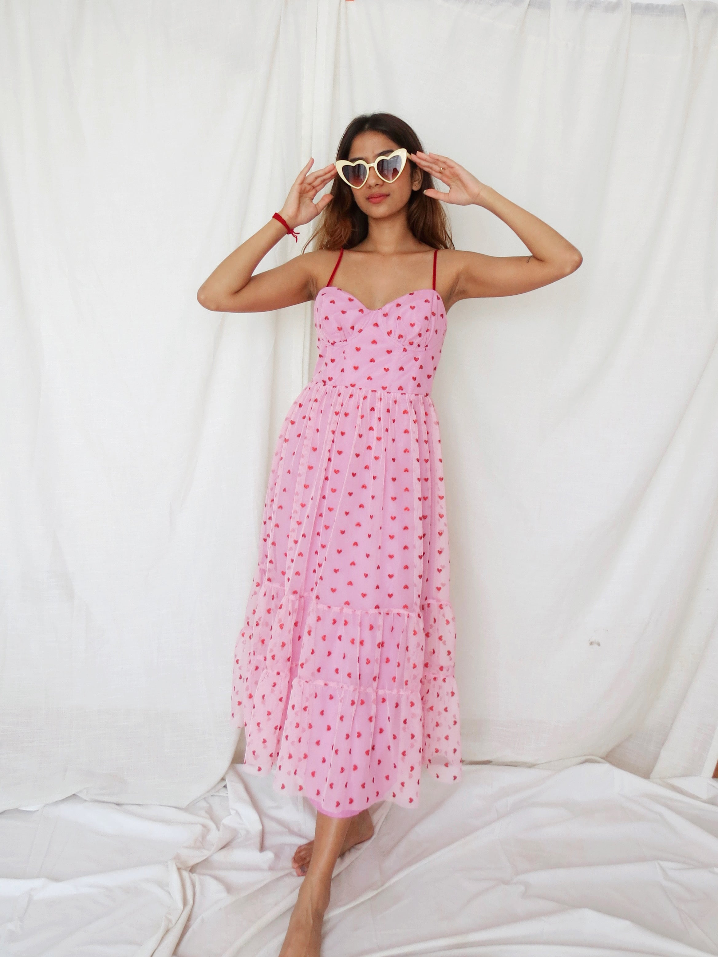 Betsy Johnson Dress Long Pink hearts