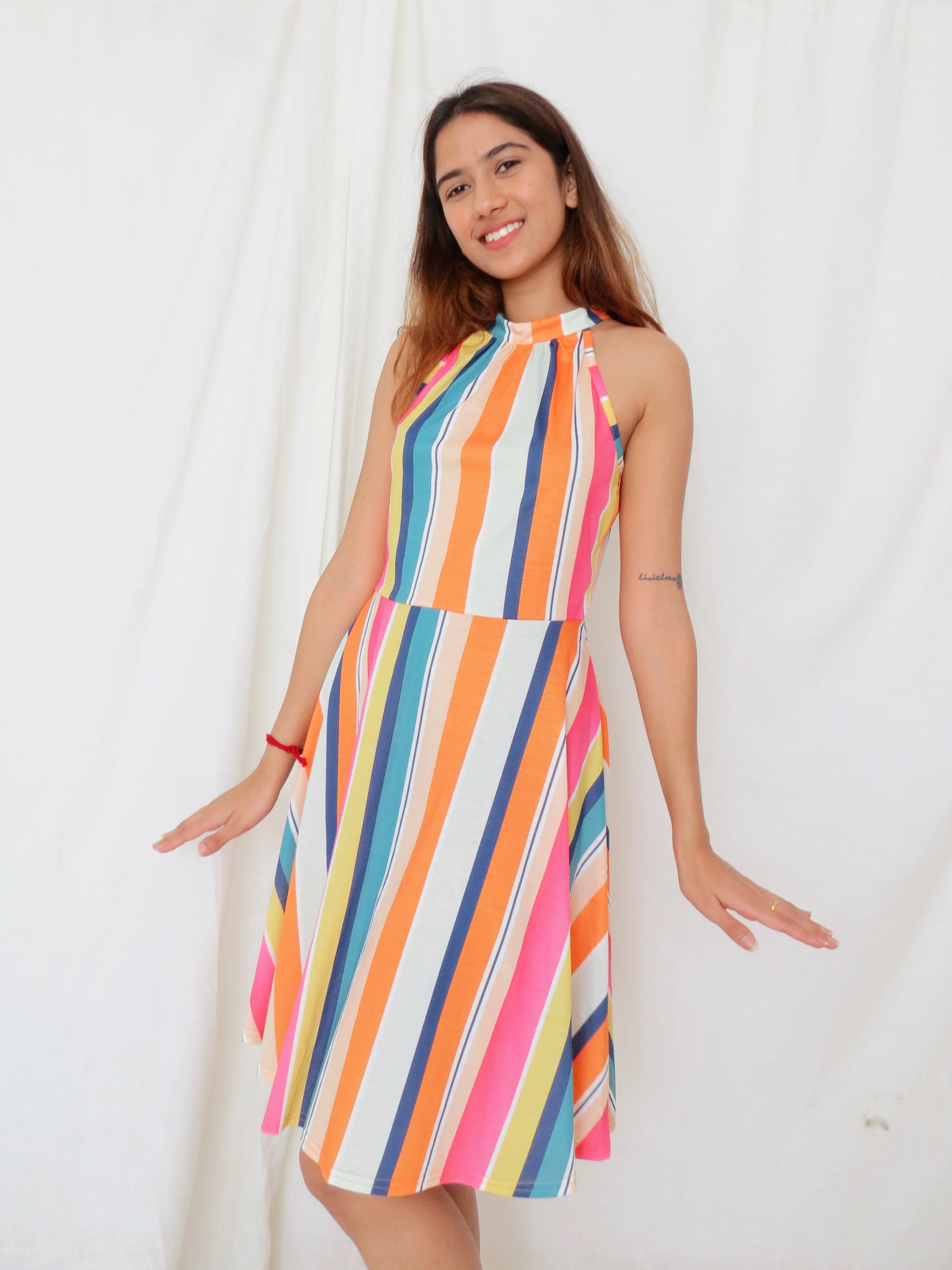 Ouges Dress Midi Rainbow Small