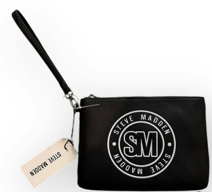 Steve Madden Brory Black Circle Wristlet Pouch