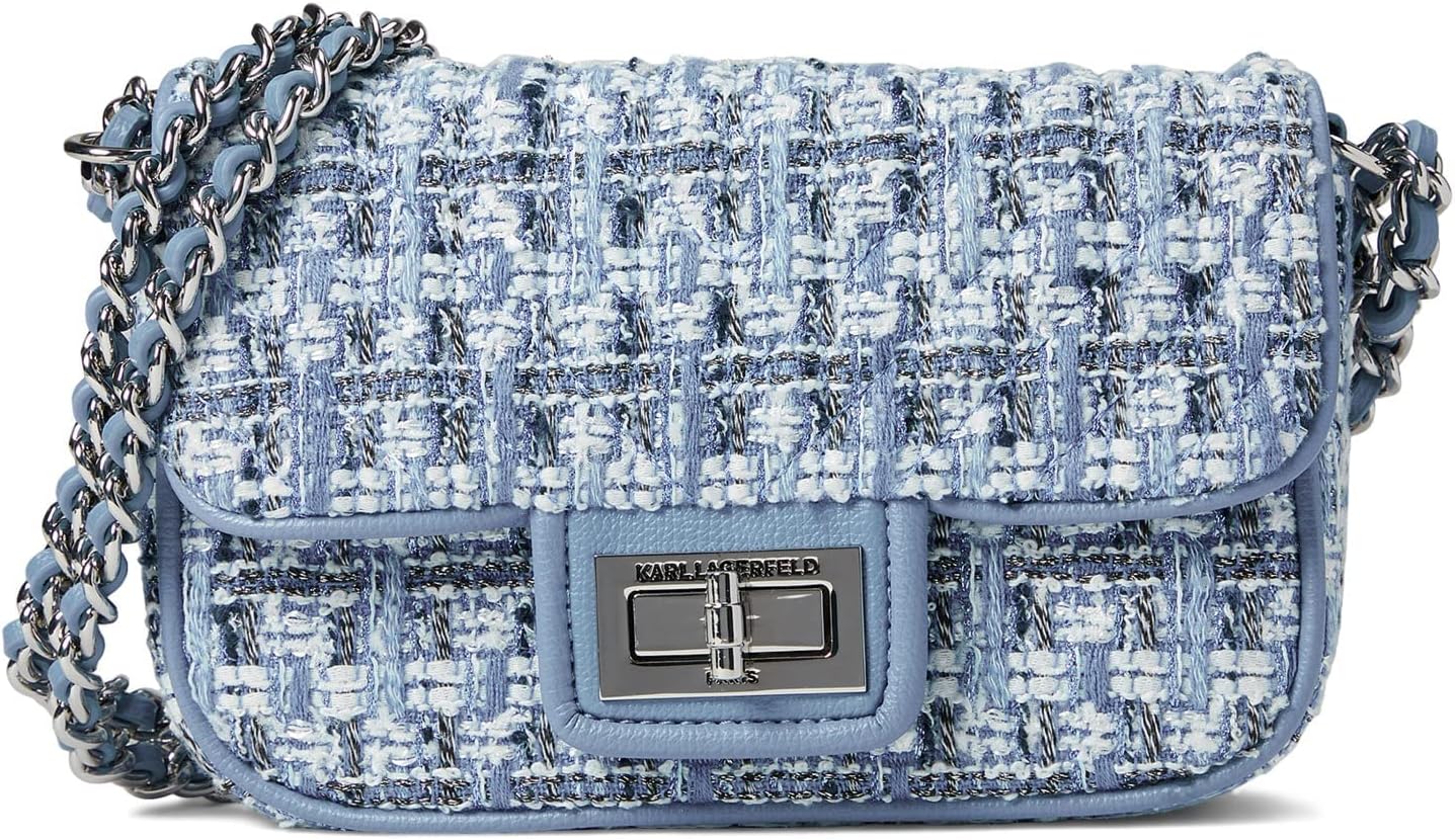 Karl Lagerfeld Blue Tweed Shoulder Bag
