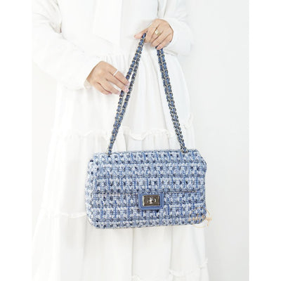 Karl Lagerfeld Blue Tweed Shoulder Bag