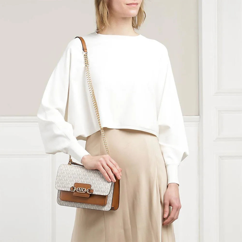 Michael Kors Heather Vanilla Logo Crossbody