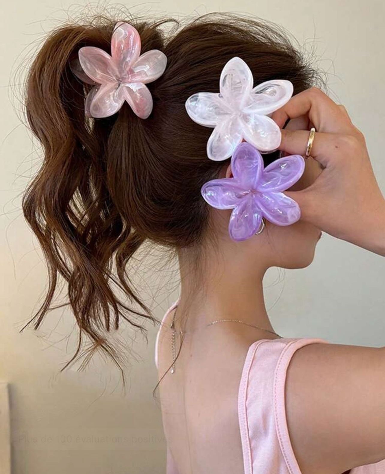 Floral Marble Hair Clips