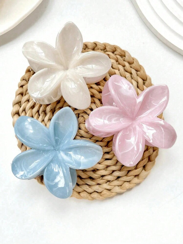 Floral Marble Hair Clips