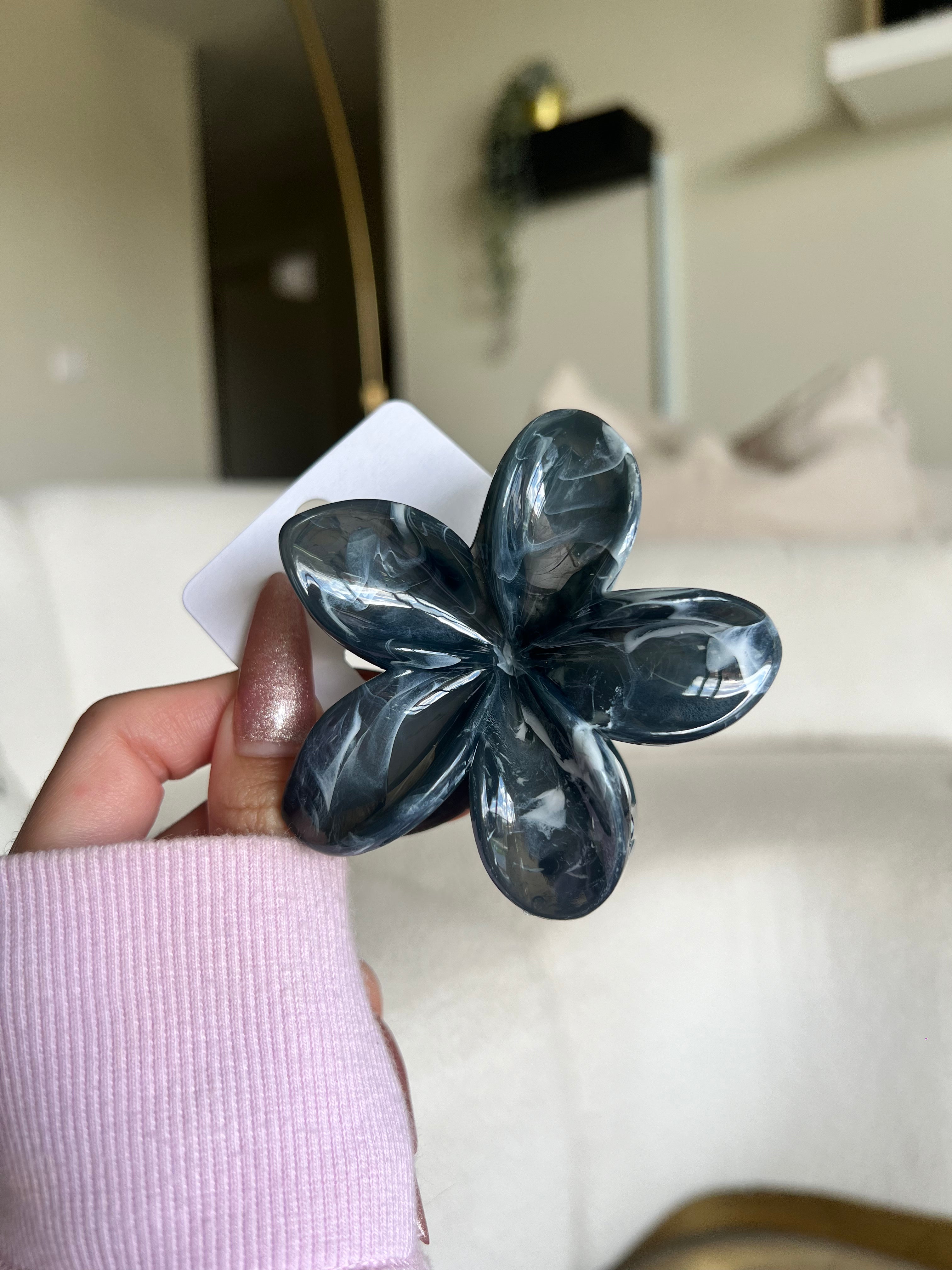 Floral Marble Hair Clips