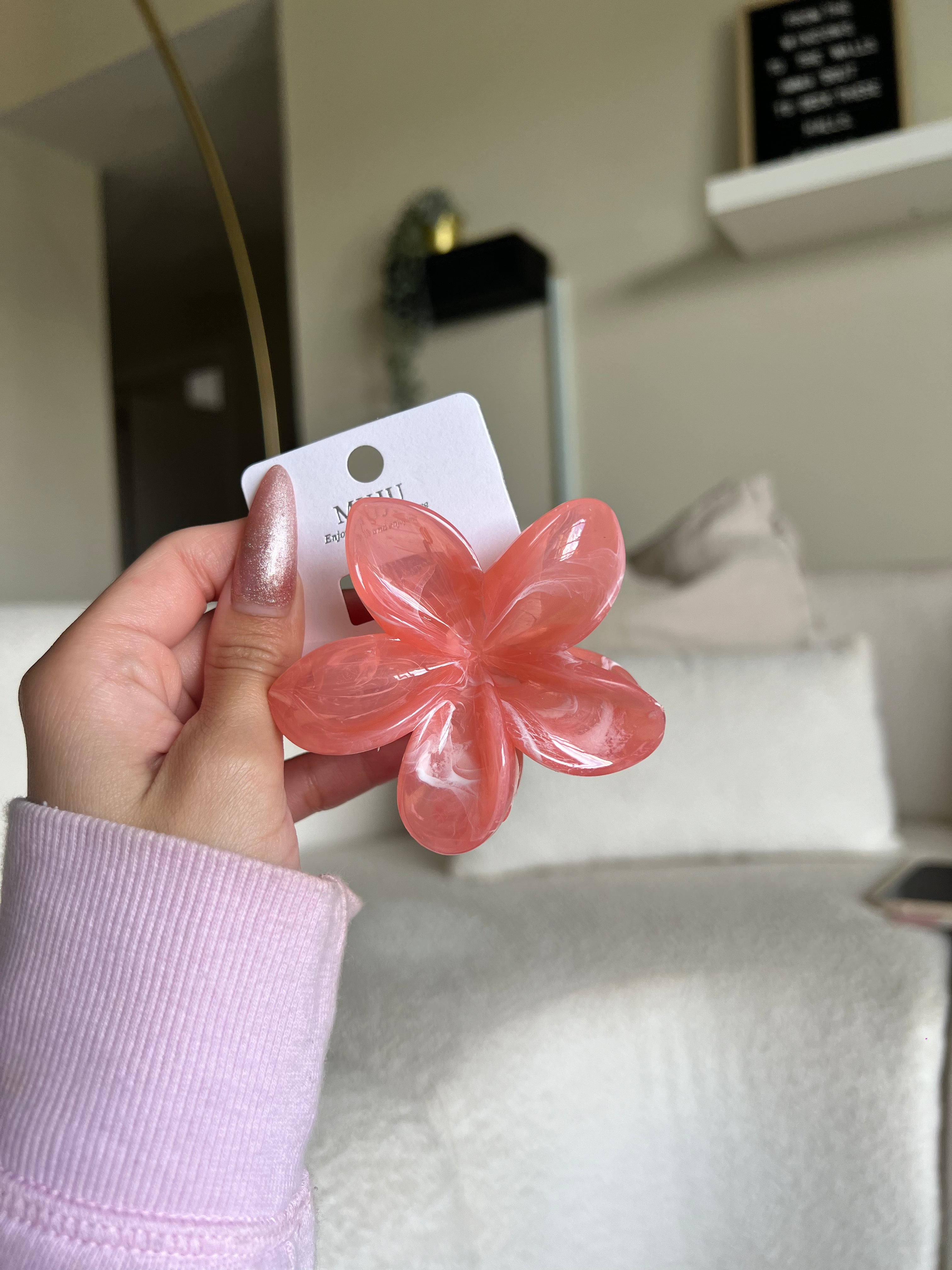 Floral Marble Hair Clips