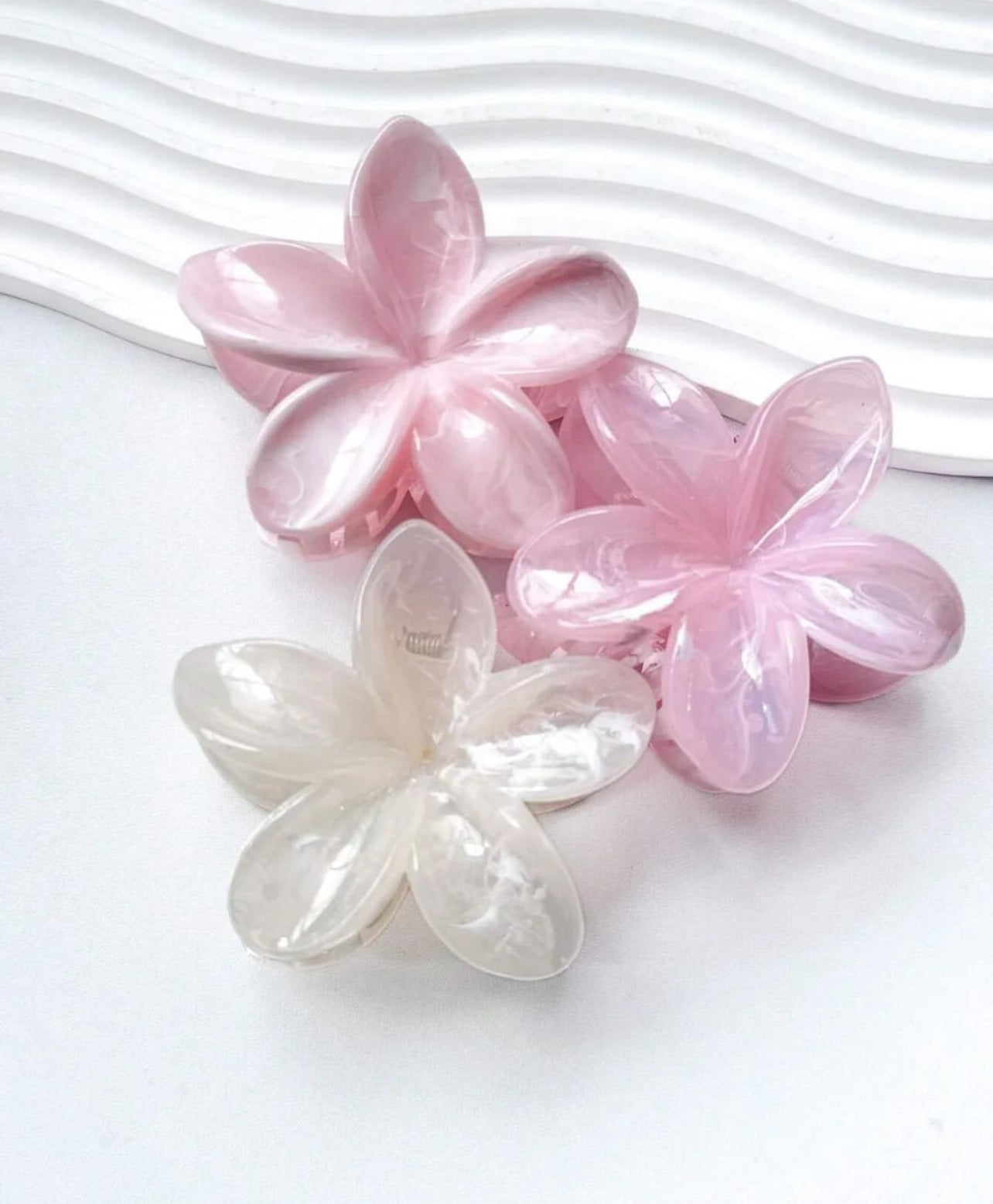 Floral Marble Hair Clips