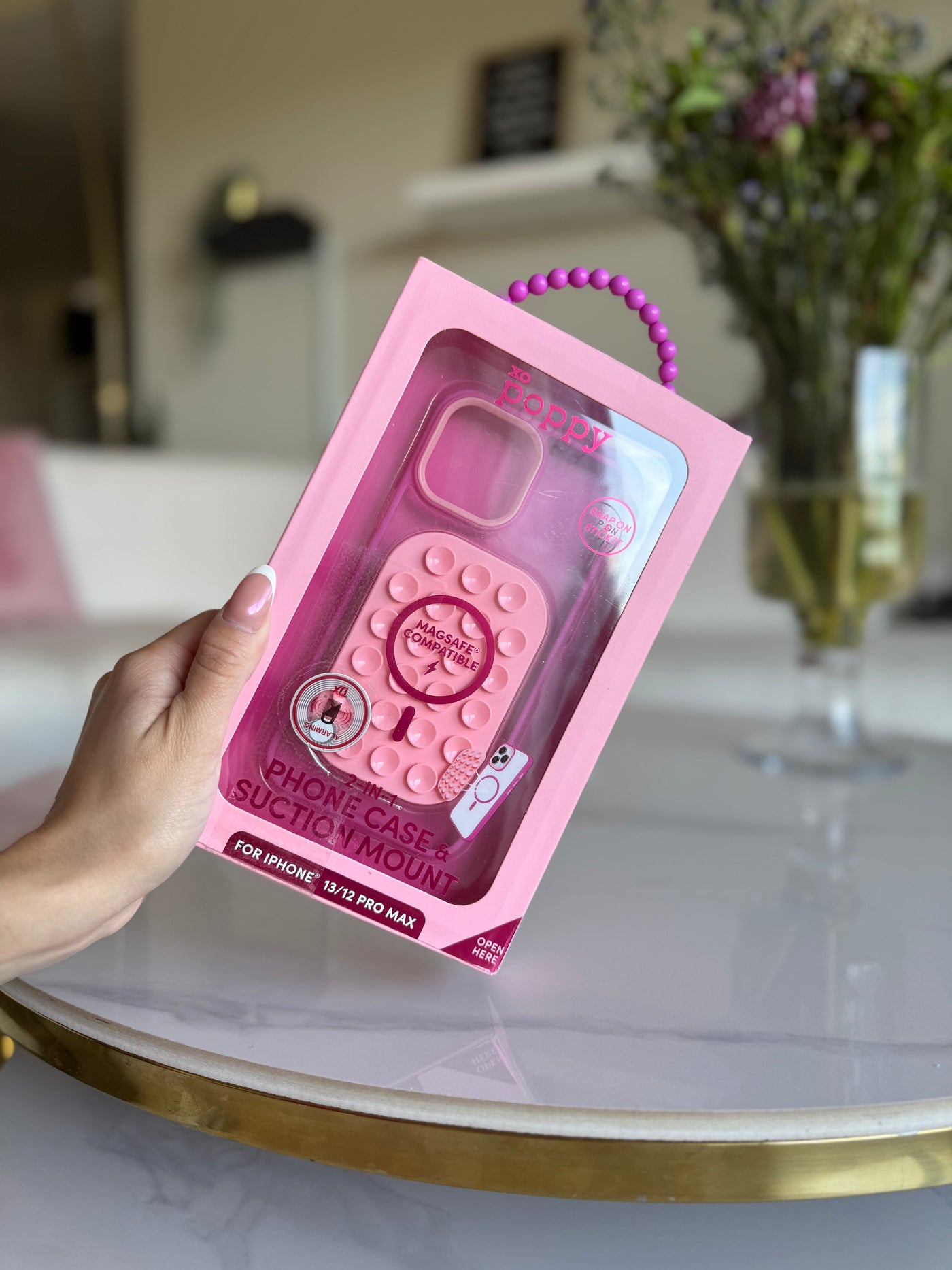 Xo Poppy IPhone 13/12 Pro Max Case & Suction Mount Pink Mamacita in Pink Xo Poppy IPhone 13/12 Pro Max Case & Suction Mount Pink Mamacita in Pink
