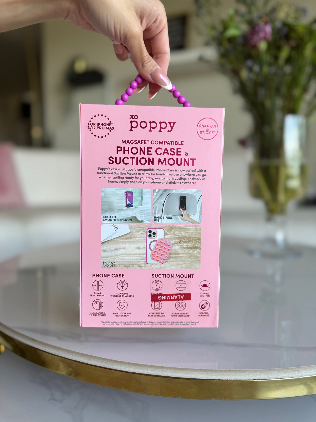 Xo Poppy IPhone 13/12 Pro Max Case & Suction Mount Pink – Mamacita in Pink Xo Poppy IPhone 13/12 Pro Max Case & Suction Mount Pink – Mamacita in Pink