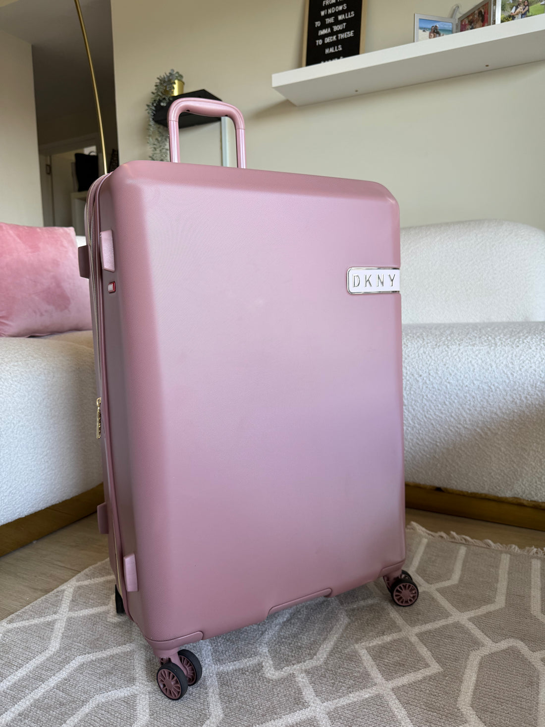 DKNY Checked Suitcase Dusty Rose