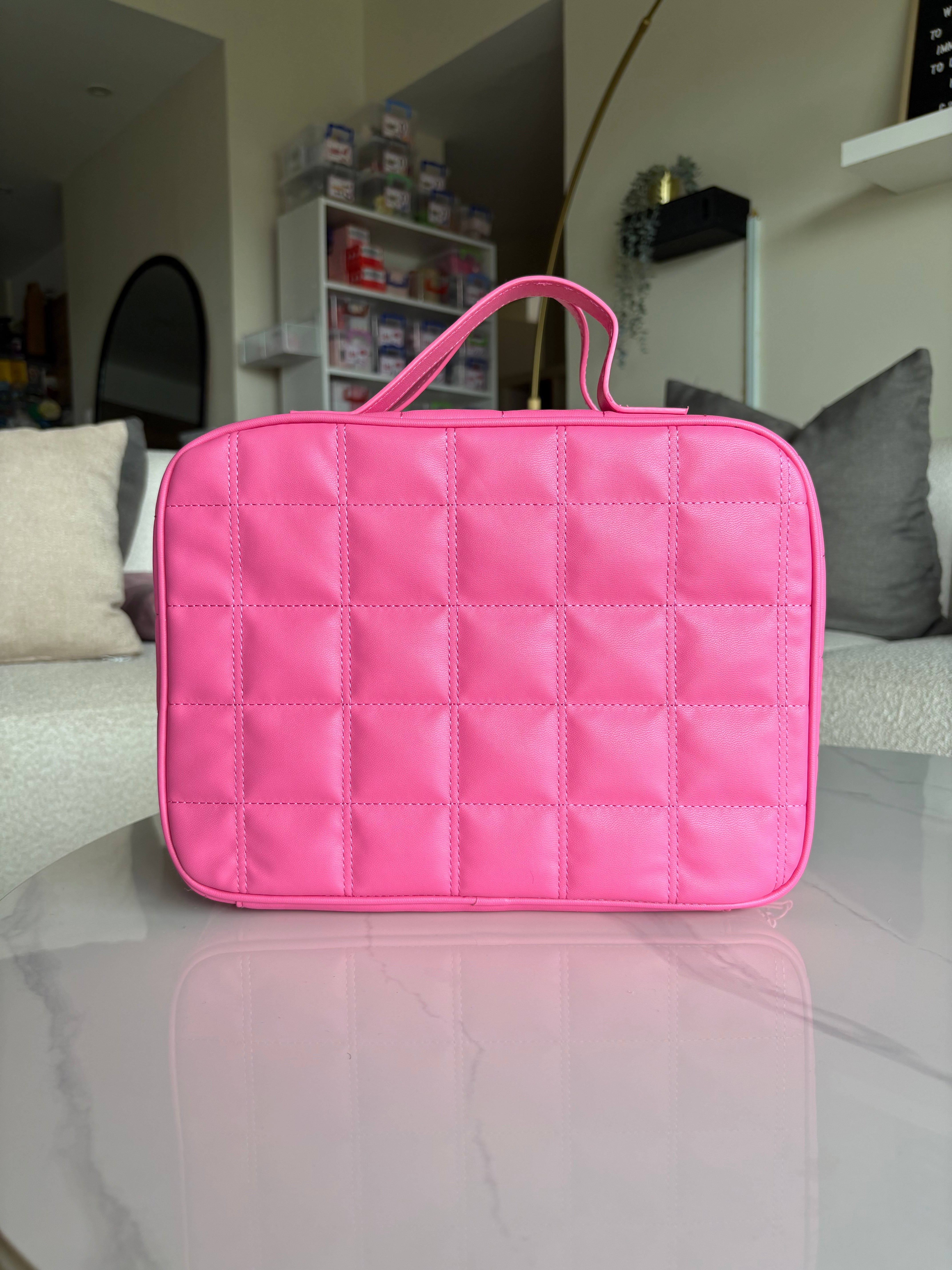 Steve Madden Hot Pink Quilted Weekender Cosmetic Case
