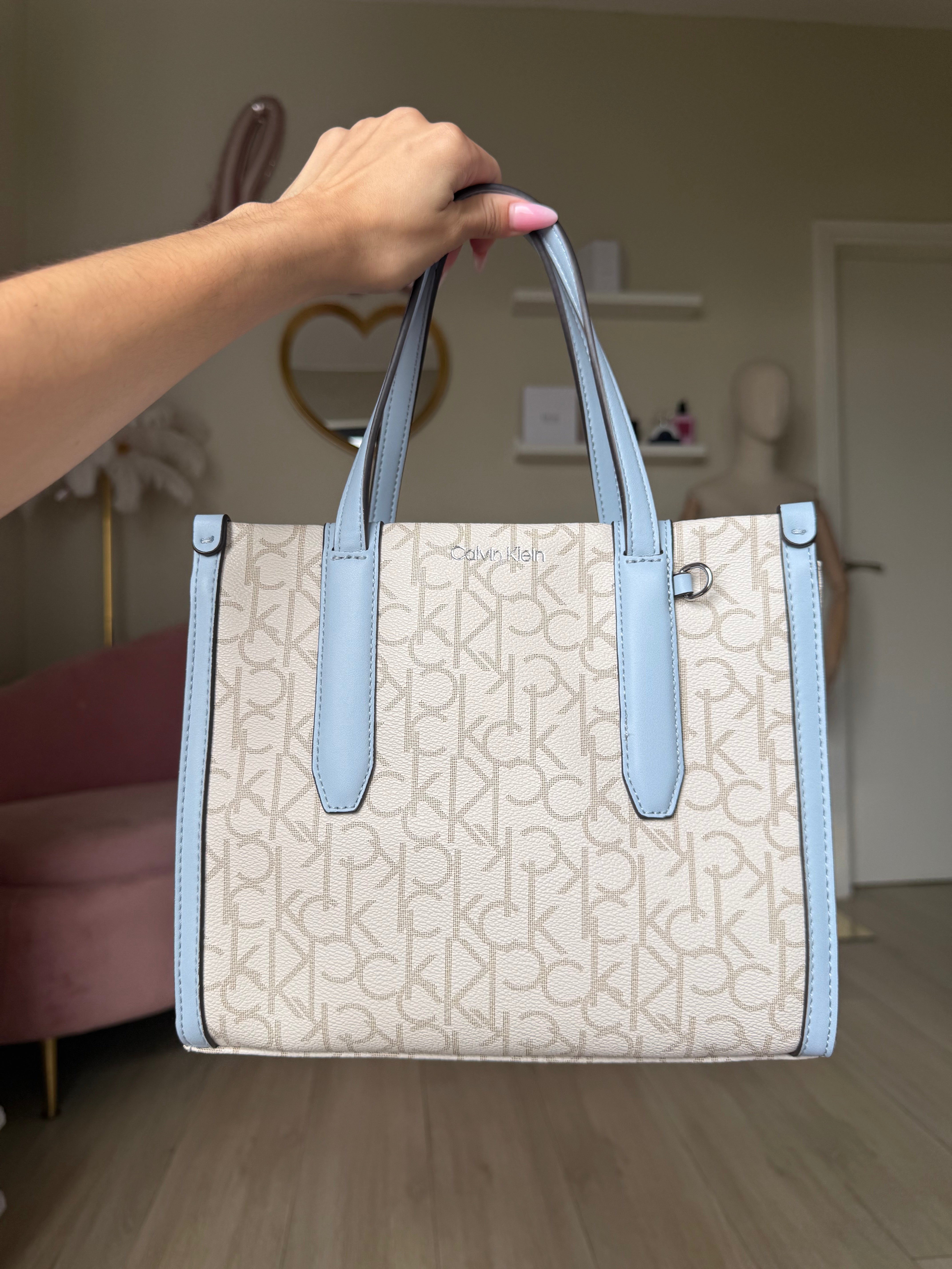 Calvin Klein Blue & White Tote with Coin Purse