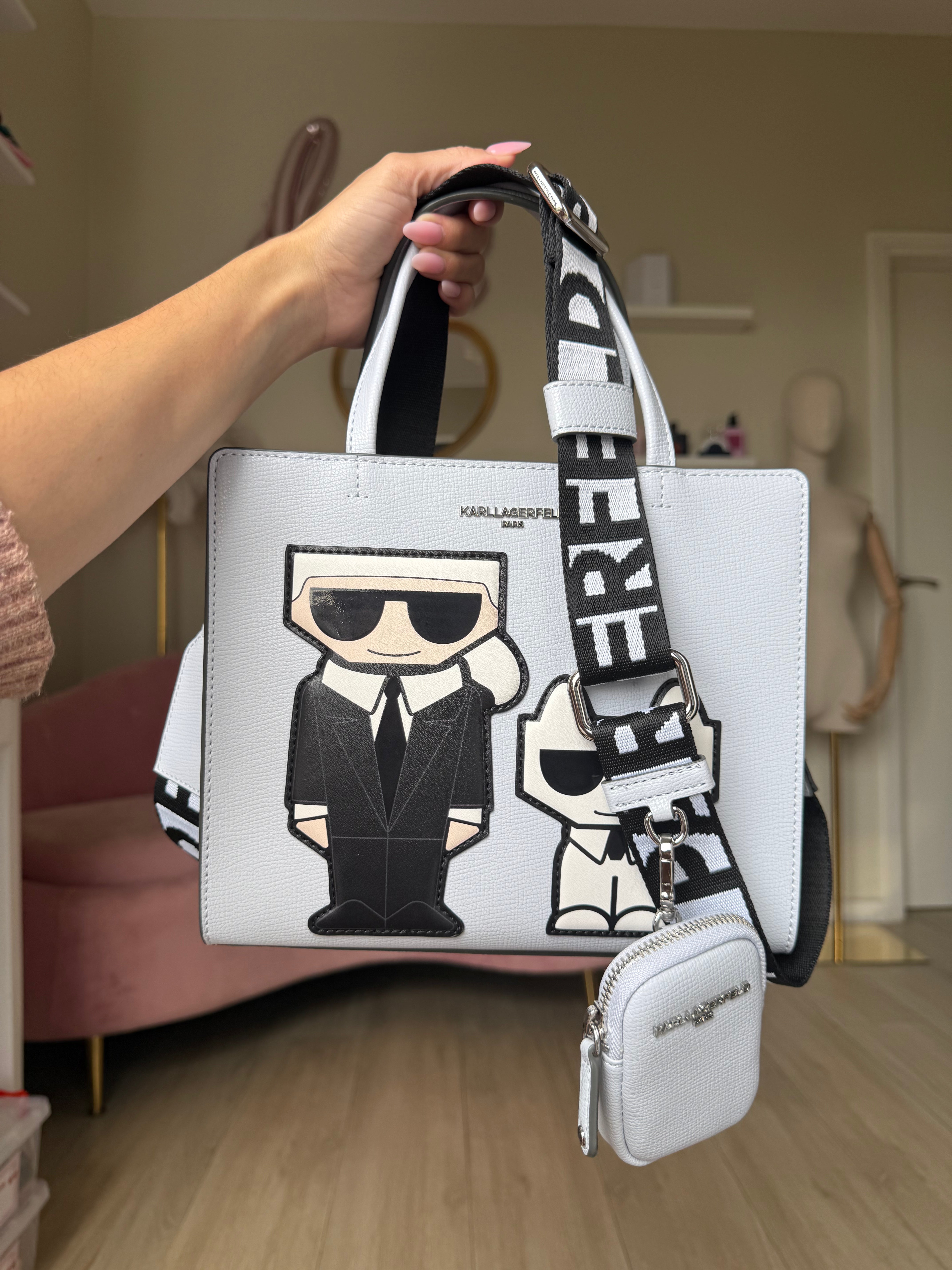 Karl Lagerfeld Pastel Blue Logo Crossbody