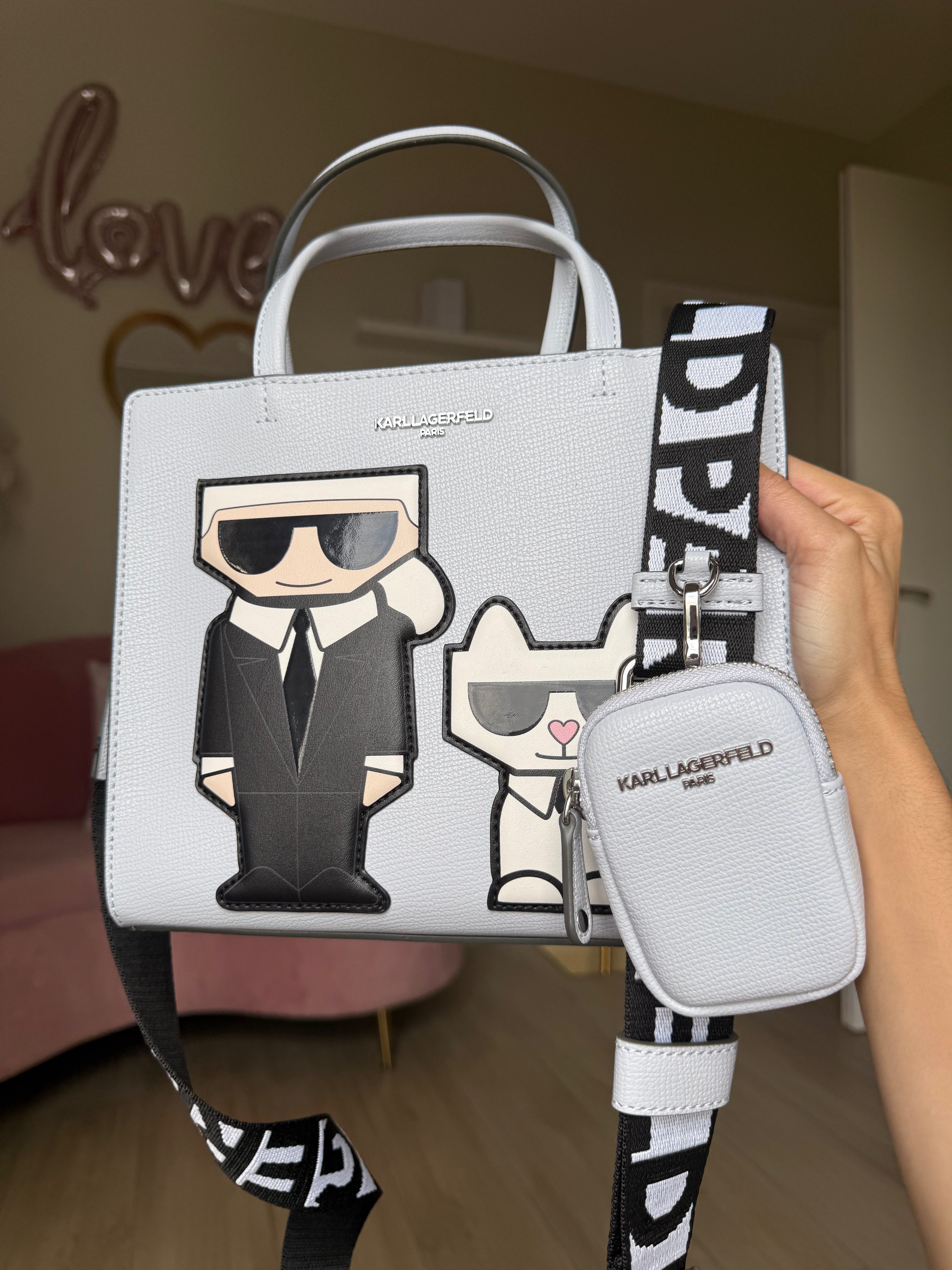 Karl Lagerfeld Pastel Blue Logo Crossbody