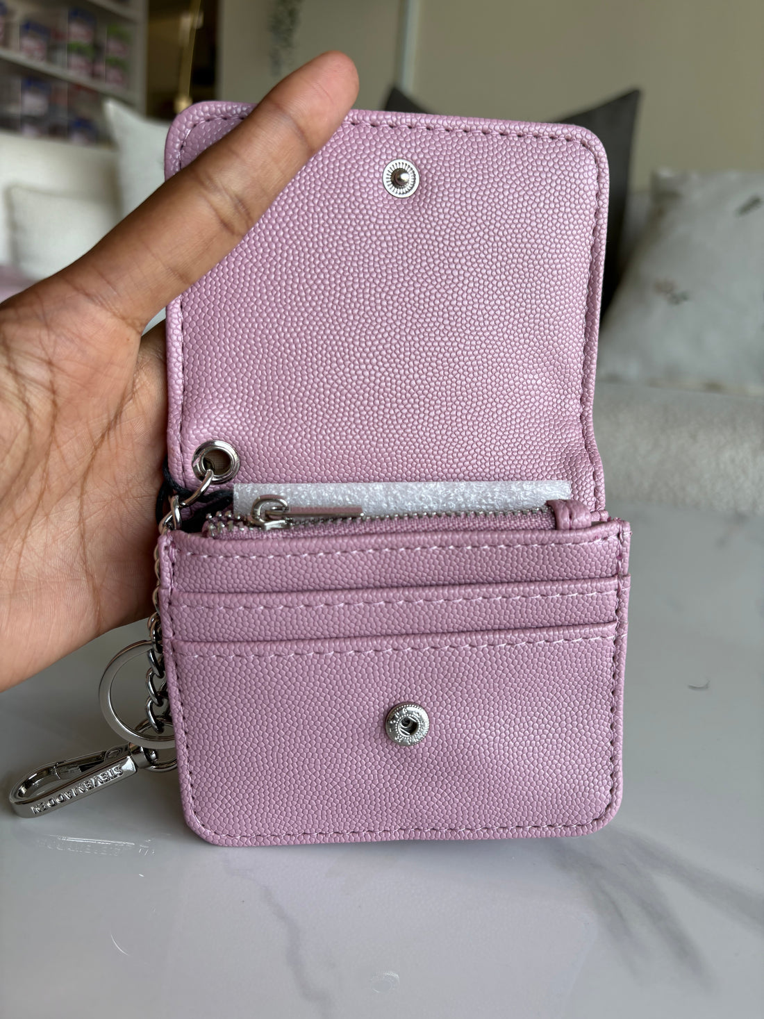 Steve Madden Bwren Cosmetic Pink Flap Wallet with Key
