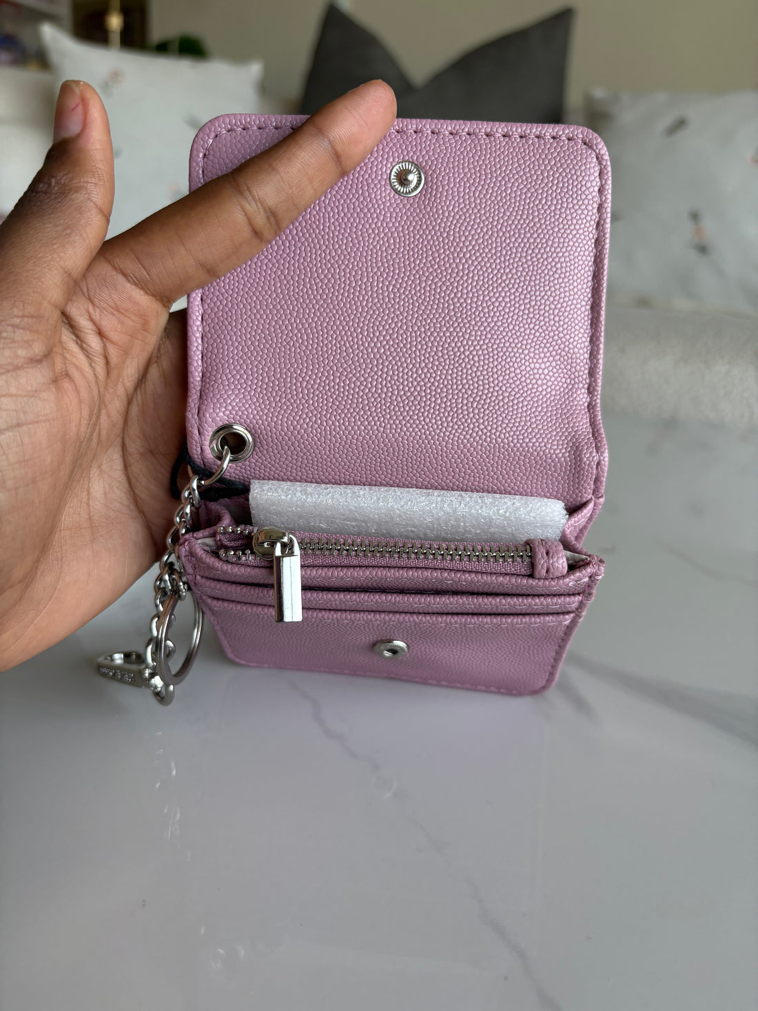 Steve Madden Bwren Cosmetic Pink Flap Wallet with Key
