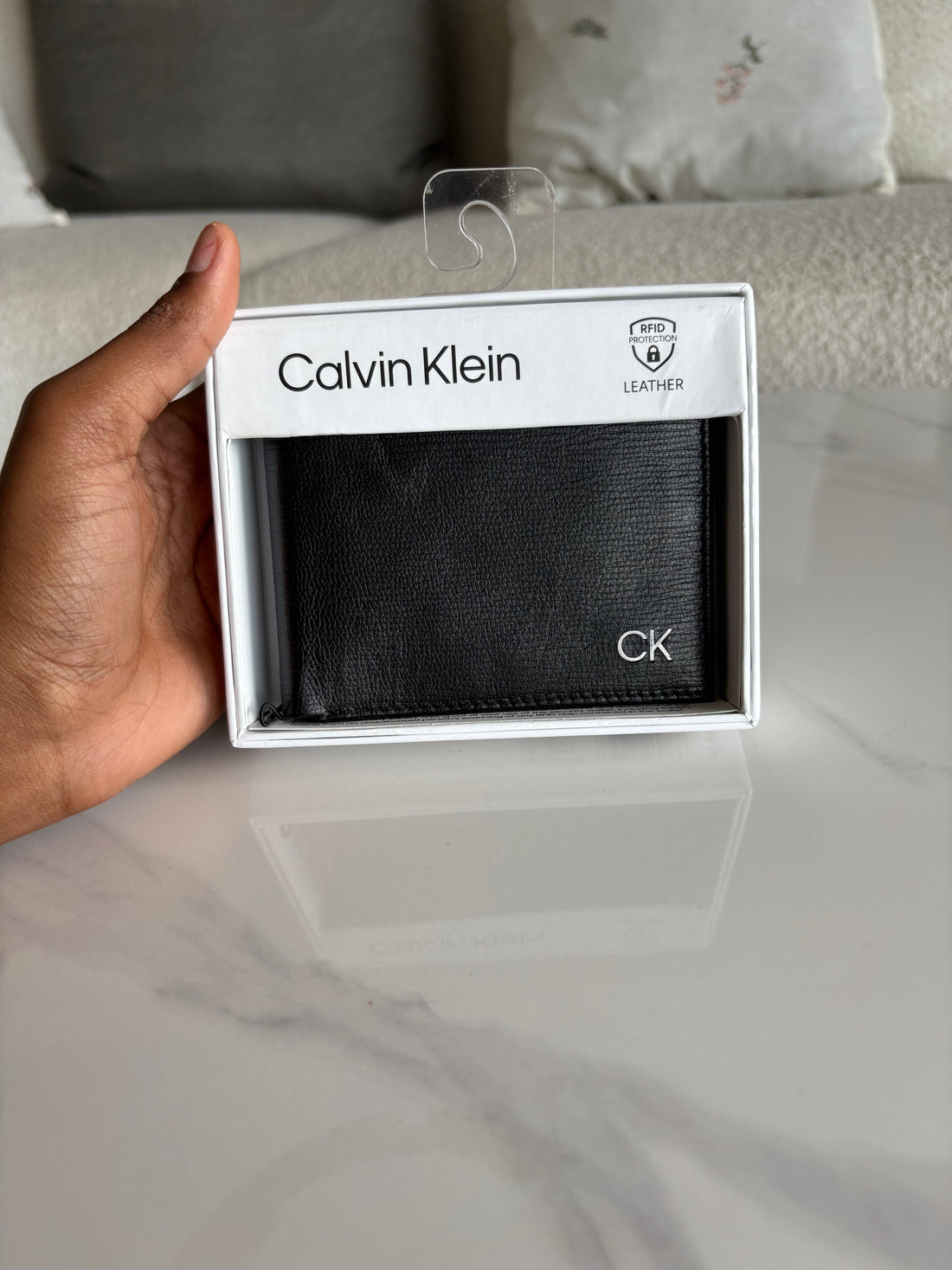 Calvin Klein Black Leather Wallet CK Letter logo