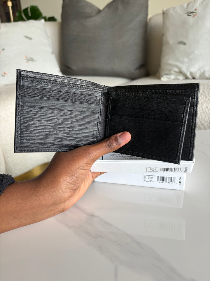 Calvin Klein Black Leather Wallet CK Letter logo