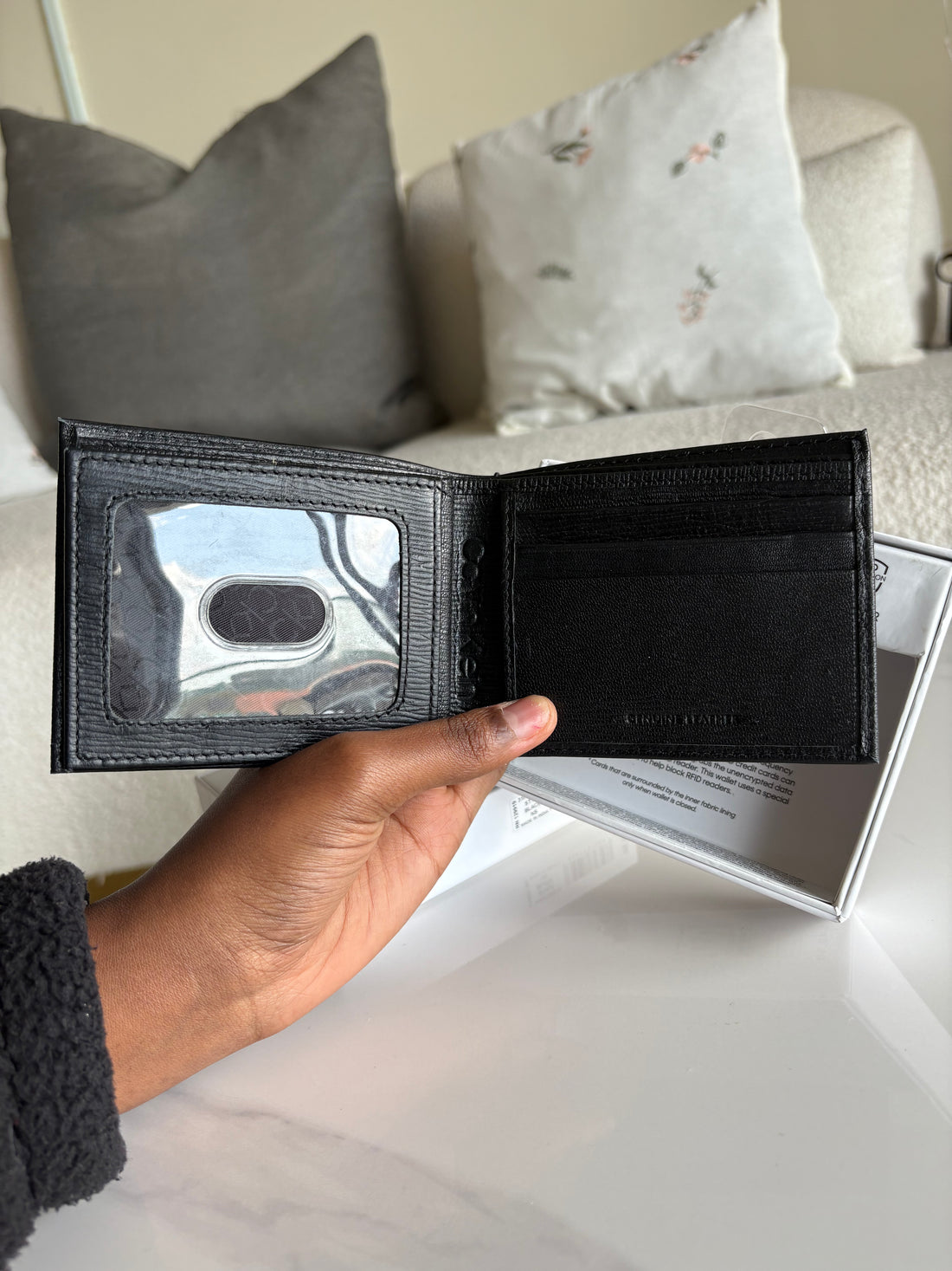 Calvin Klein Black Leather Wallet CK Letter logo