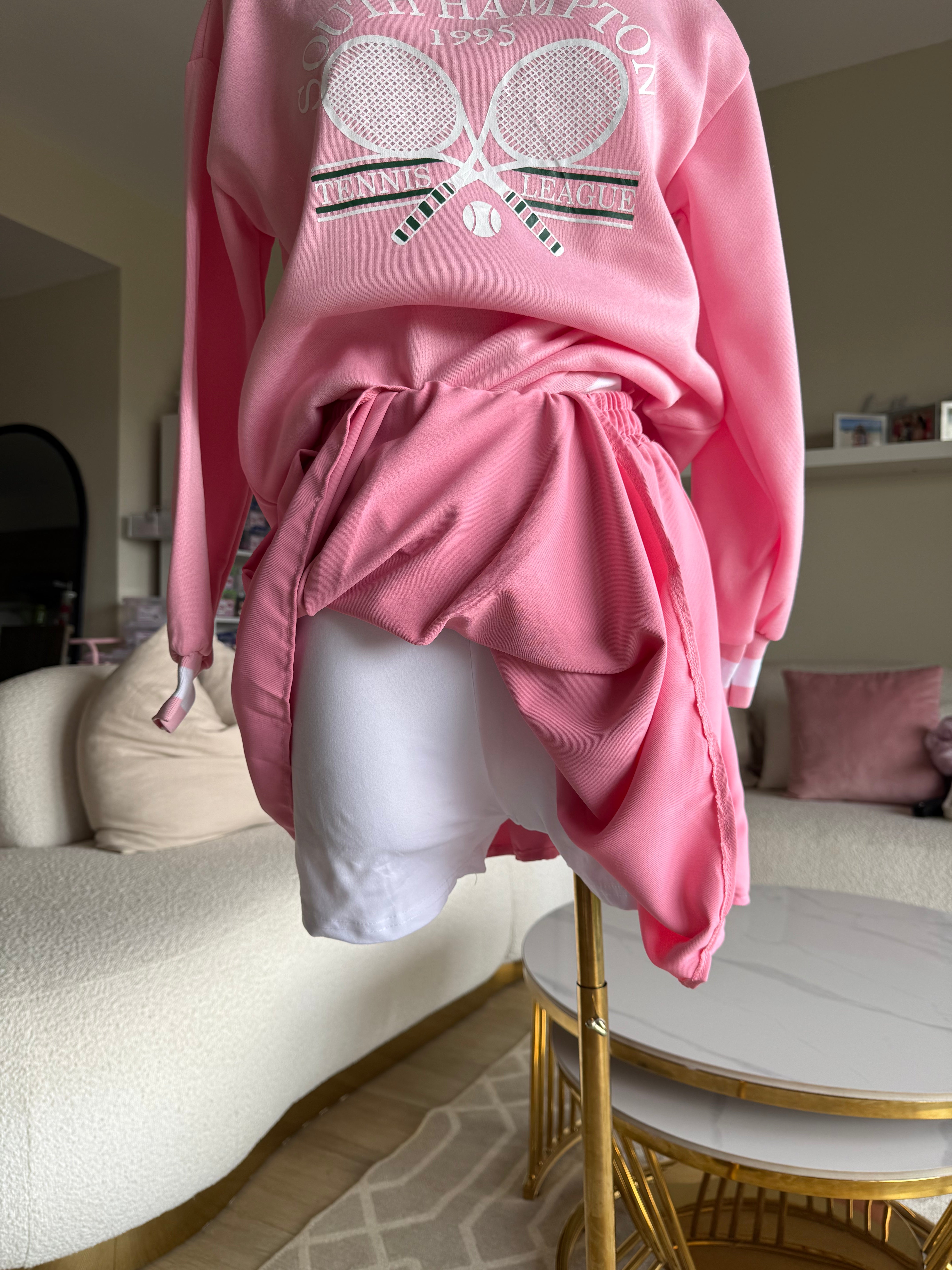 Tennis skirt and sweatshirt set