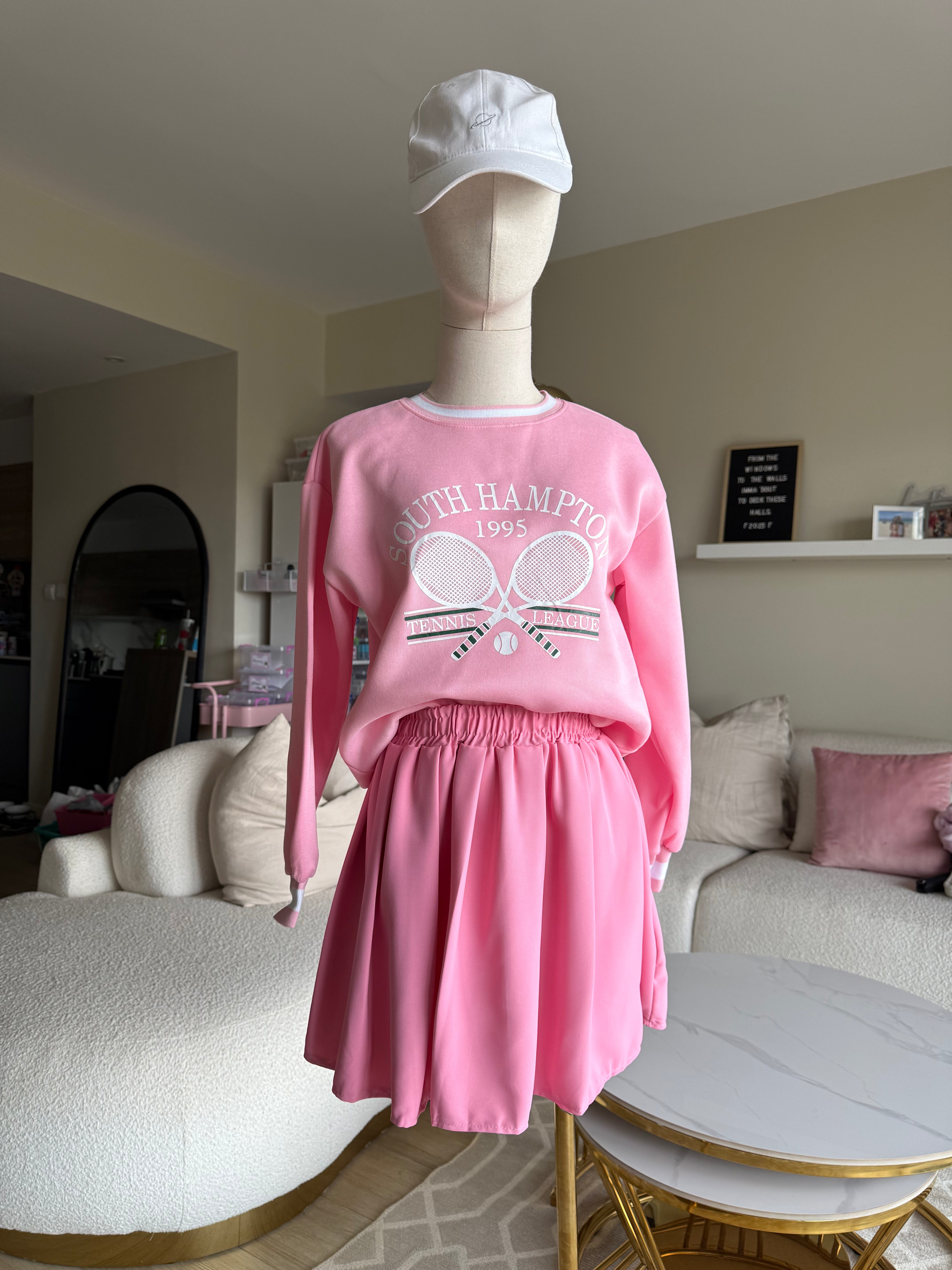 Tennis skirt and sweatshirt set
