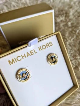 MK Earrings black & gold stud