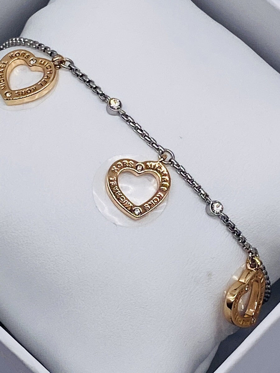 MK Bracelet Silver & Rose Gold Hearts