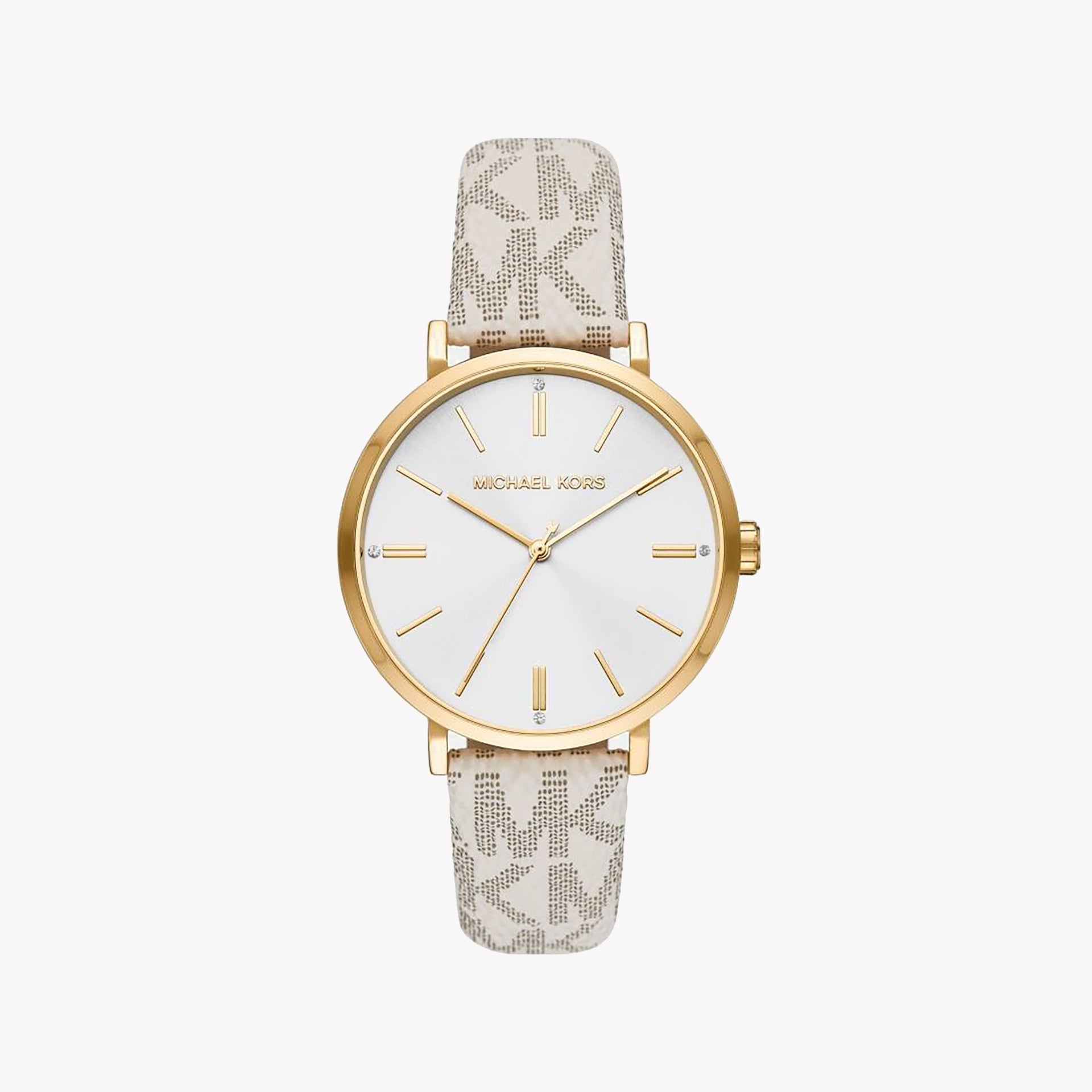 MK Watch White Faux Leather Strap