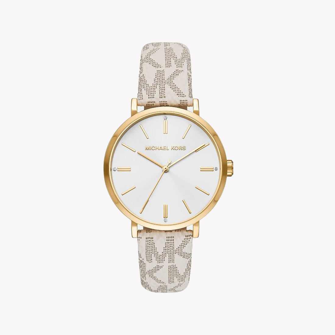 MK Watch White Faux Leather Strap