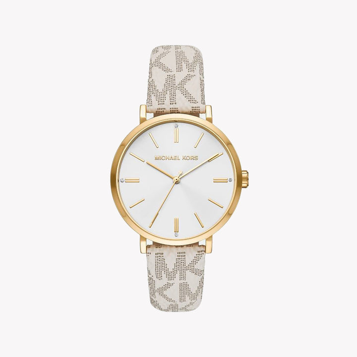 MK Watch White Faux Leather Strap