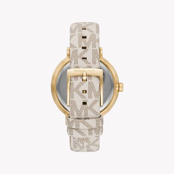 MK Watch White Faux Leather Strap