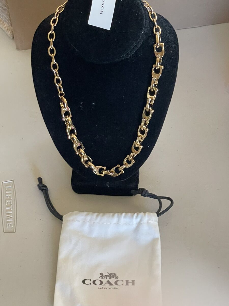 Coach Necklace Gold CC Chain