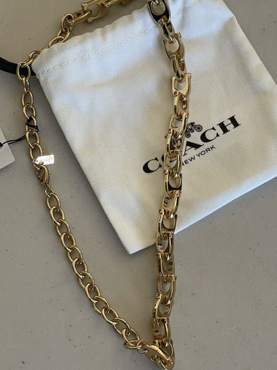 Coach Necklace Gold CC Chain