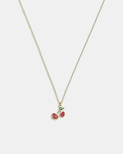 Coach Necklace Gold Cherry