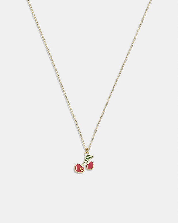 Coach Necklace Gold Cherry