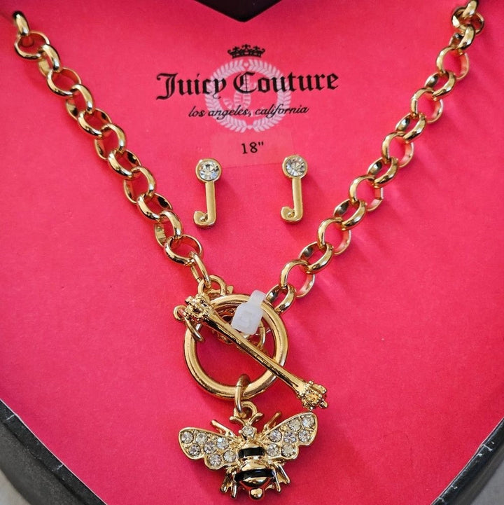Juicy Necklace & Earring Set Bling Bee Charms