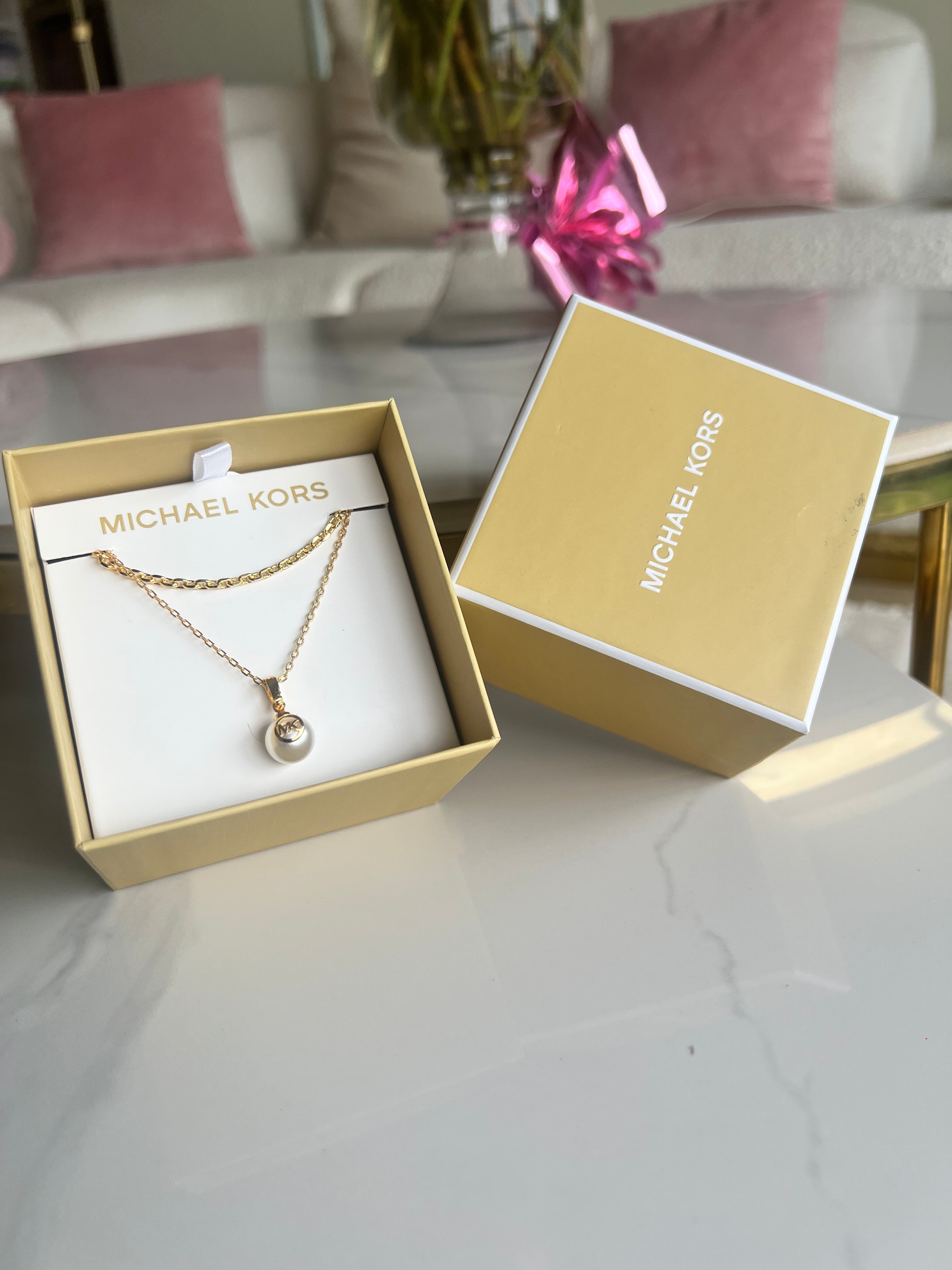 MK pearl Necklace and Bracelet set