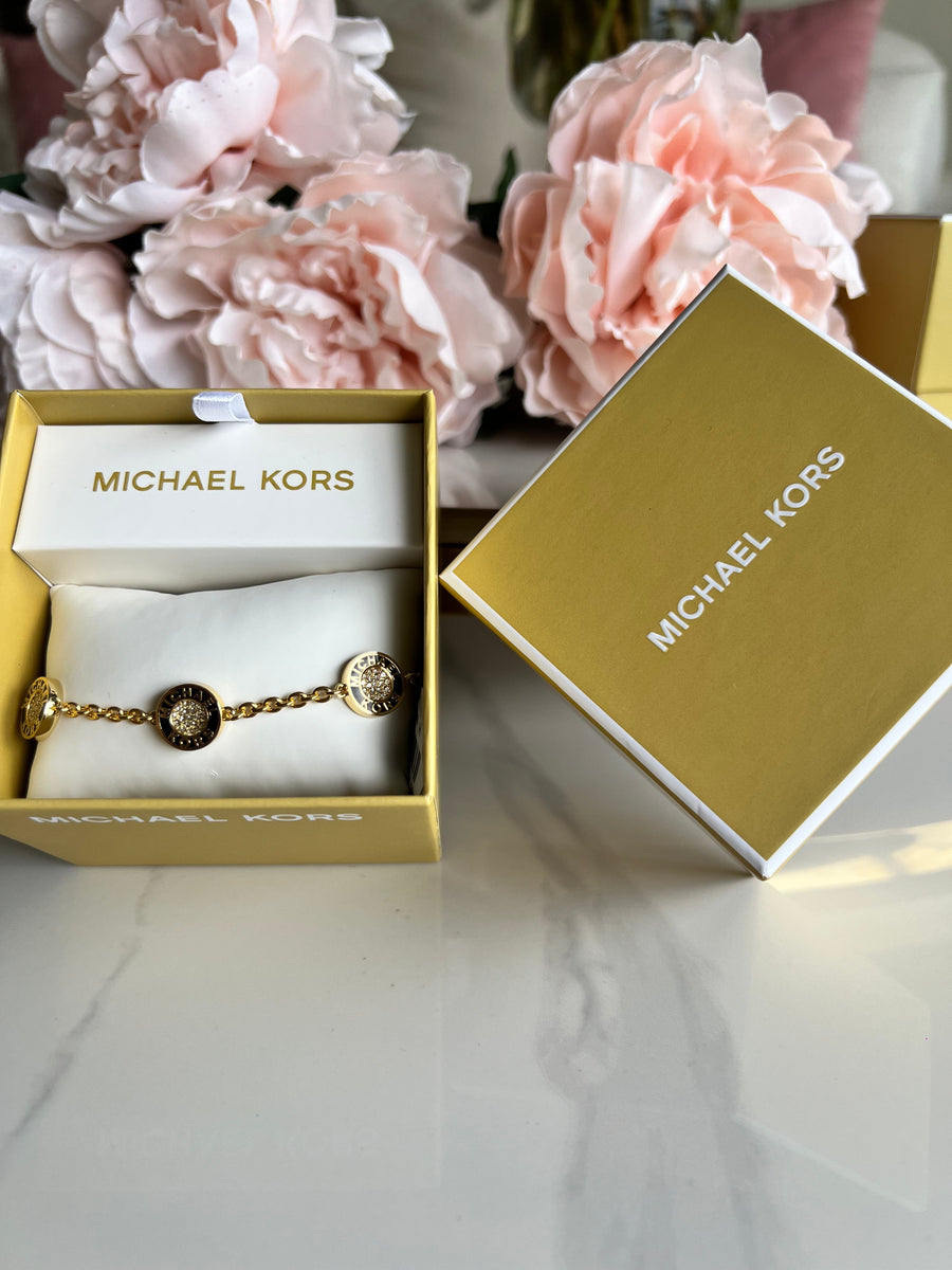 MK Bracelet Gold & Black Studs