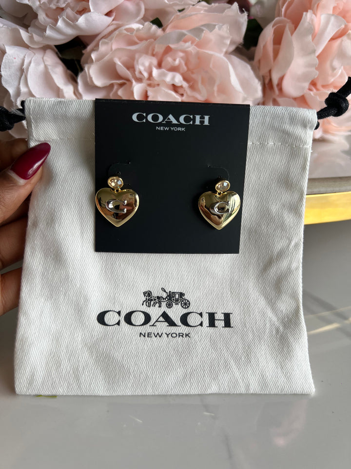 Coach Earrings Gold Heart