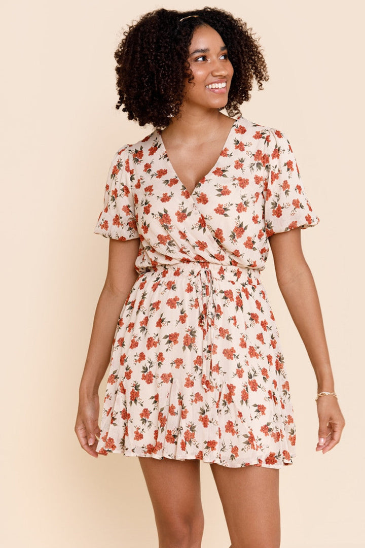 Trixxie Dress Short Floral Burnt Orange Small