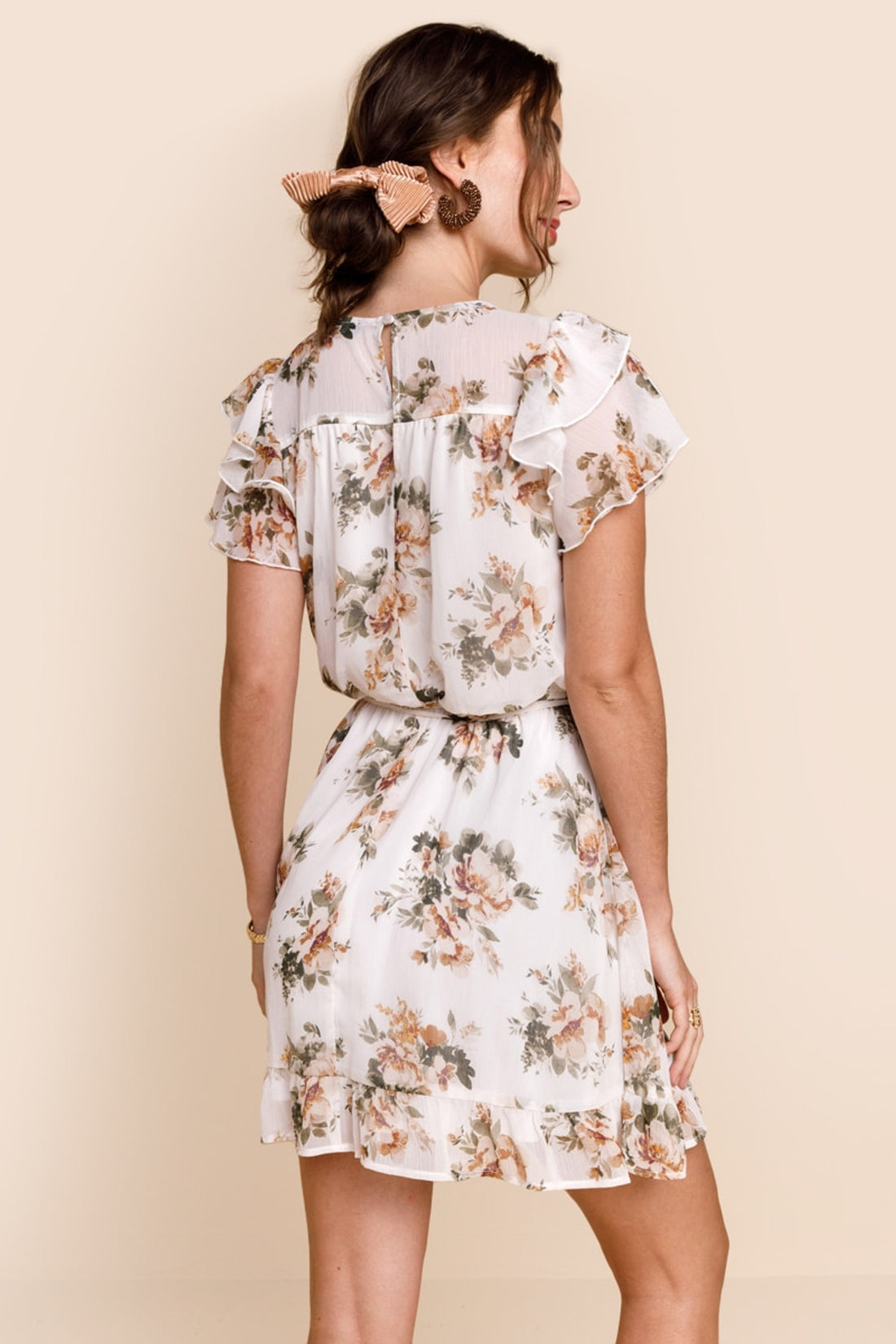 Trixxie Dress Short Floral Brown Medium