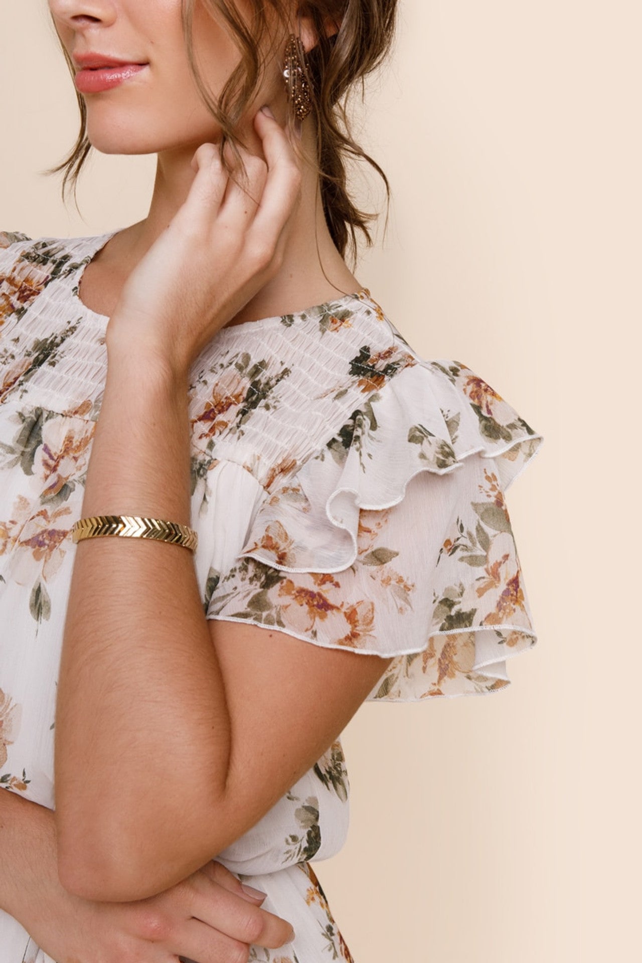 Trixxie Dress Short Floral Brown Medium