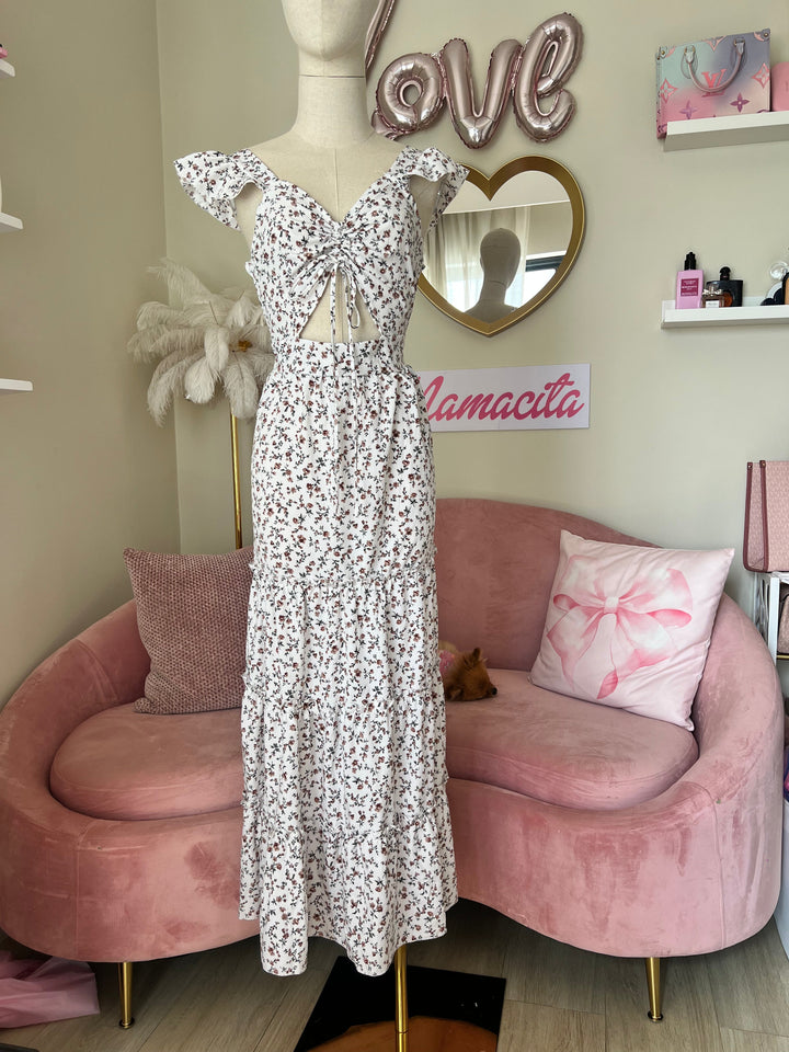 Baili Dress Long Floral White Medium