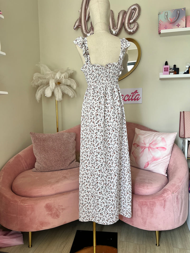 Baili Dress Long Floral White Medium